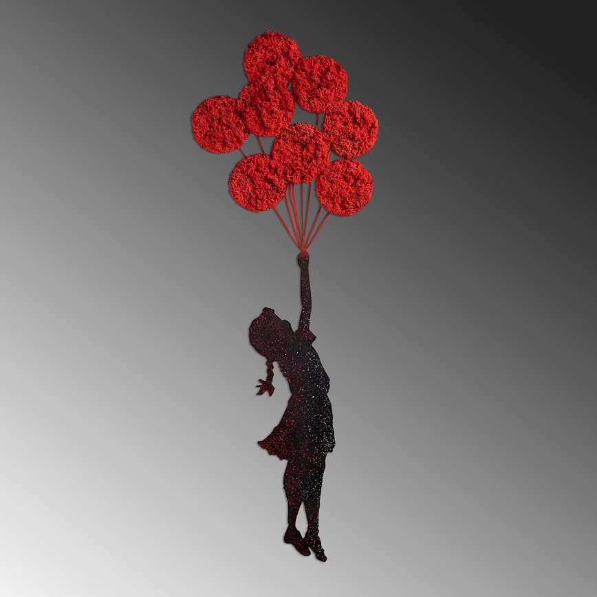 Decoração de parede 100x34 cm rapariga metal/musgo