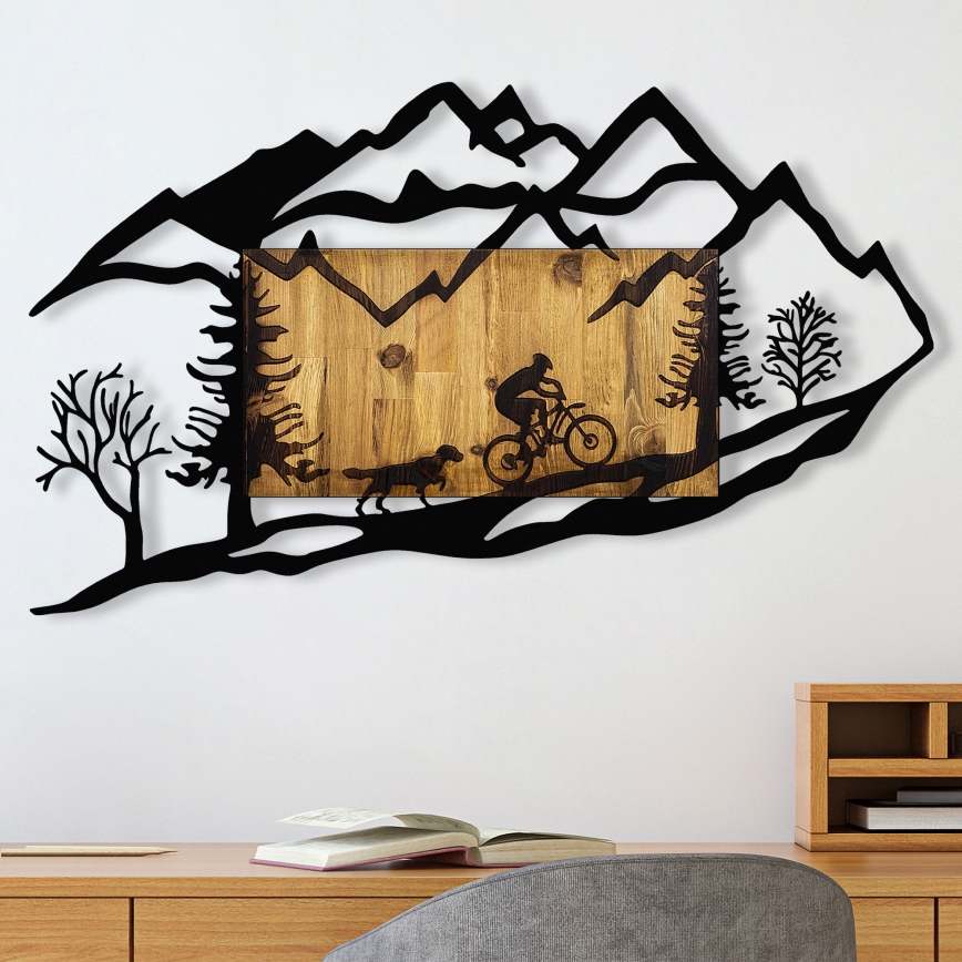 Decoração de parede 110x65 cm passeio de mota madeira/metal