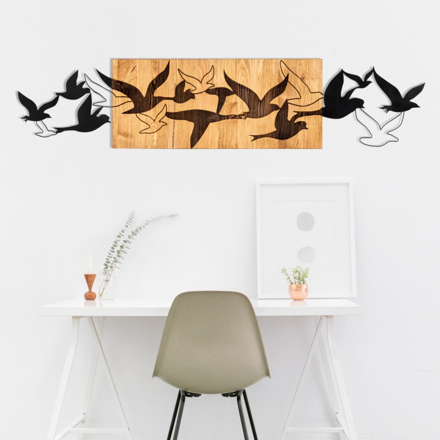 Decoração de parede 111x25 cm pássaros