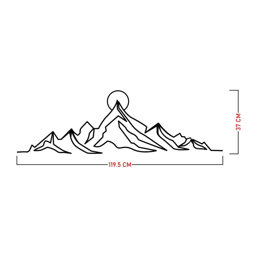 Decoração de parede 119,5x37 cm montanhas metal