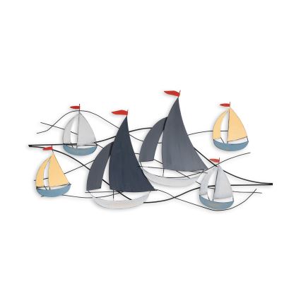 Decoração de parede 120x60 cm barcos à vela metal
