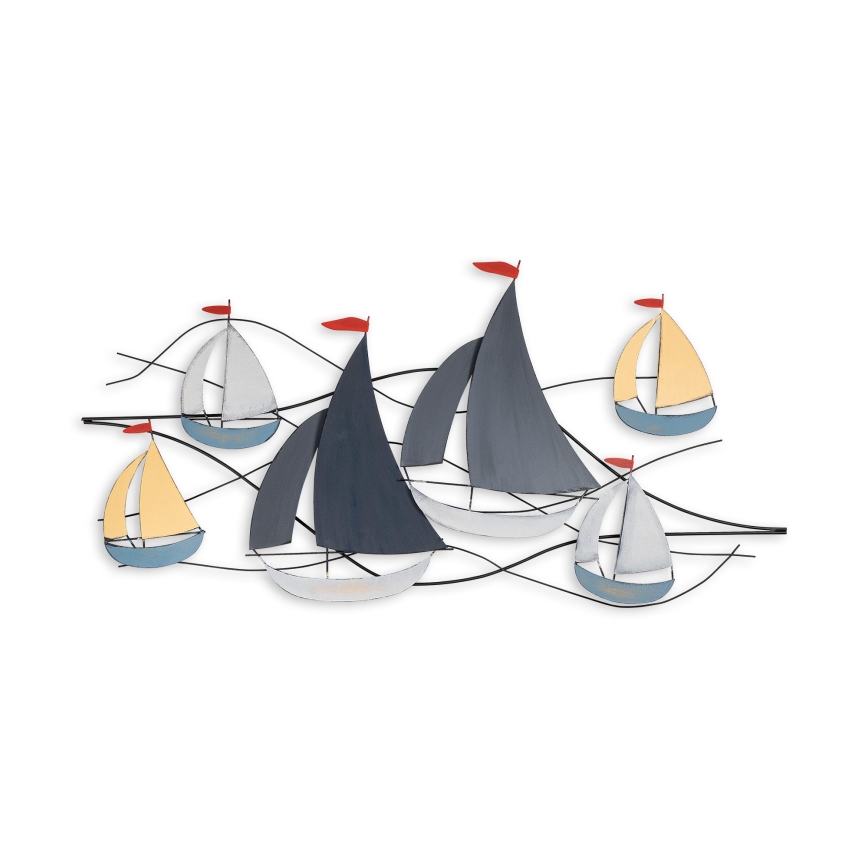 Decoração de parede 120x60 cm barcos à vela metal
