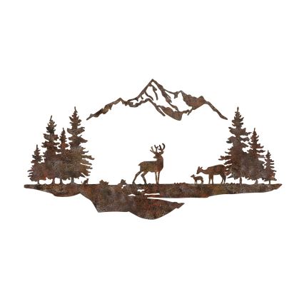 Decoração de parede 2 pçs 70x38 cm veado metal/castanho