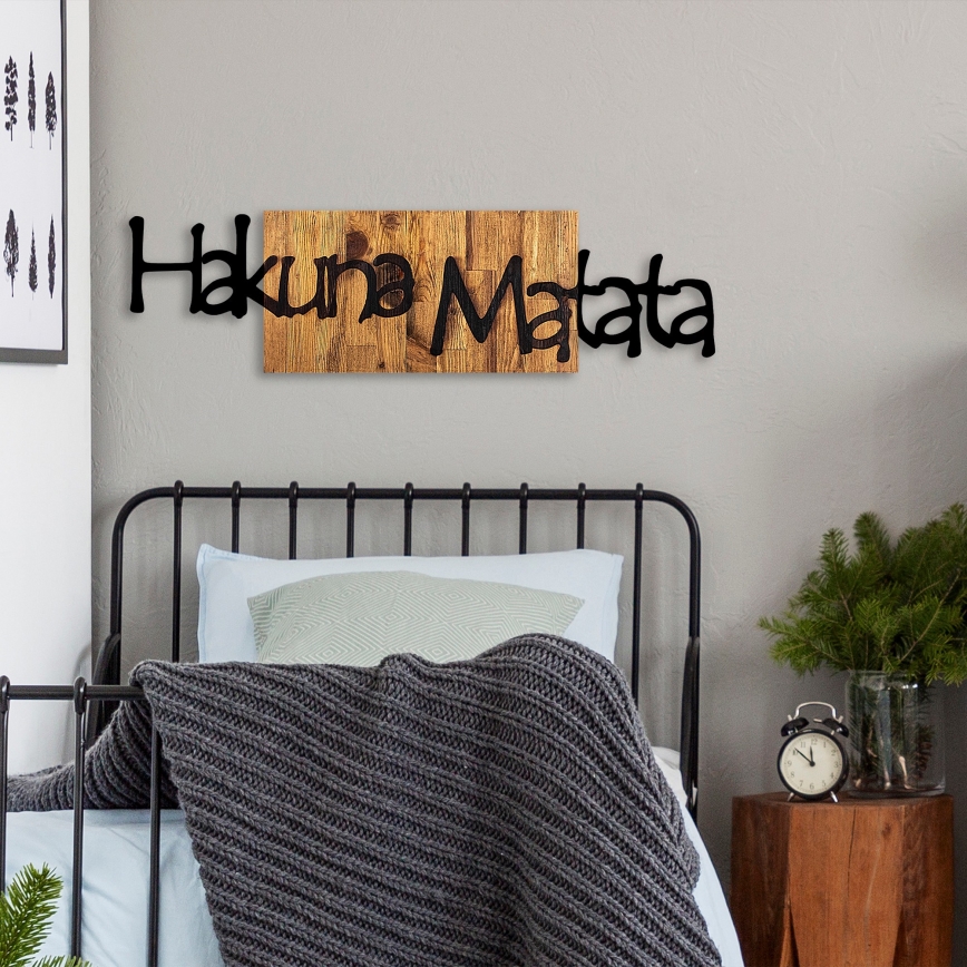 Decoração de parede 30x108 cm madeira/metal