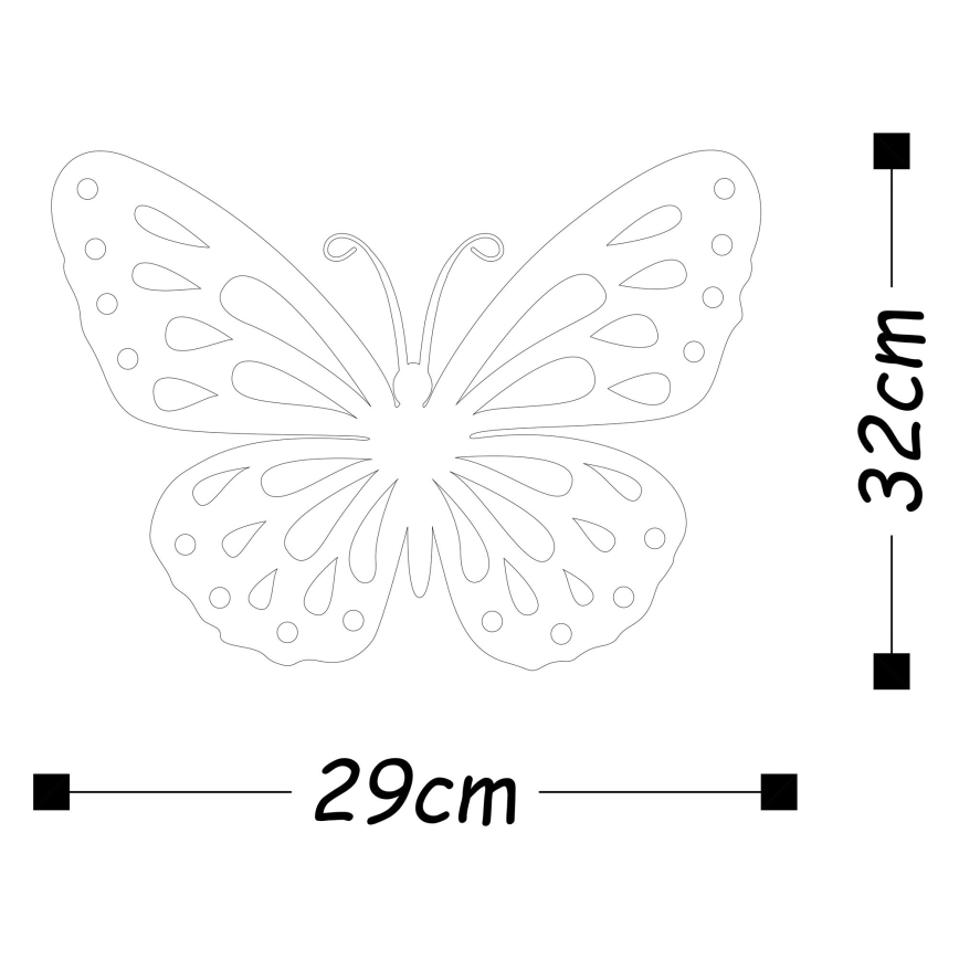 Decoração de parede 32x29 cm borboleta