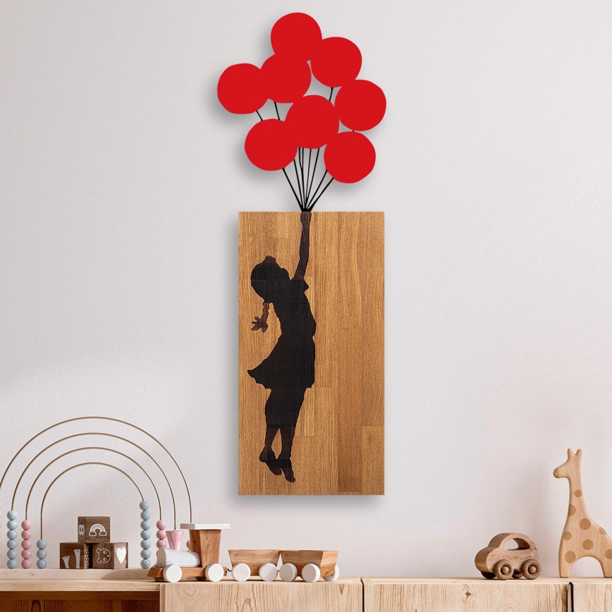 Decoração de parede 34x99 cm rapariga madeira/metal