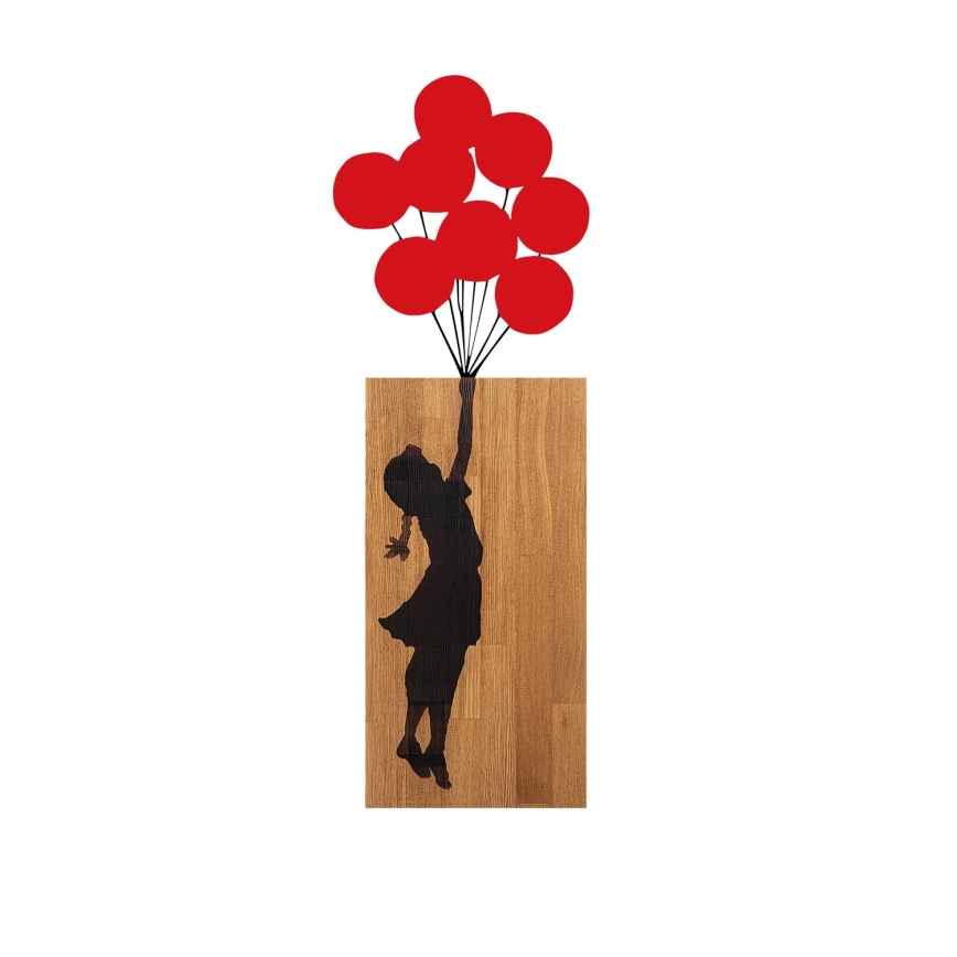 Decoração de parede 34x99 cm rapariga madeira/metal
