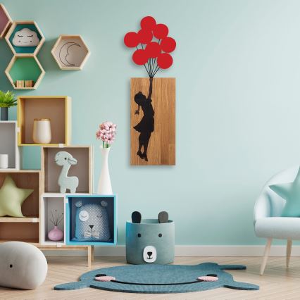 Decoração de parede 34x99 cm rapariga madeira/metal