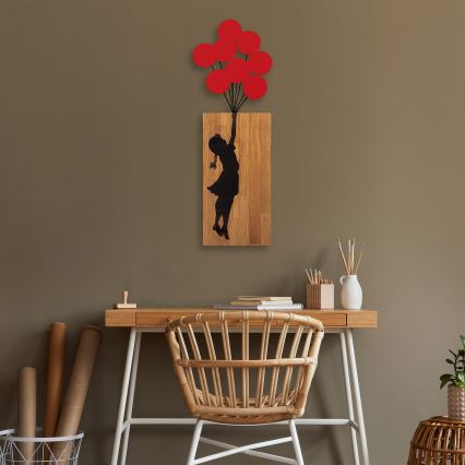Decoração de parede 34x99 cm rapariga madeira/metal