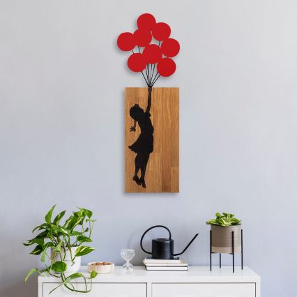 Decoração de parede 34x99 cm rapariga madeira/metal