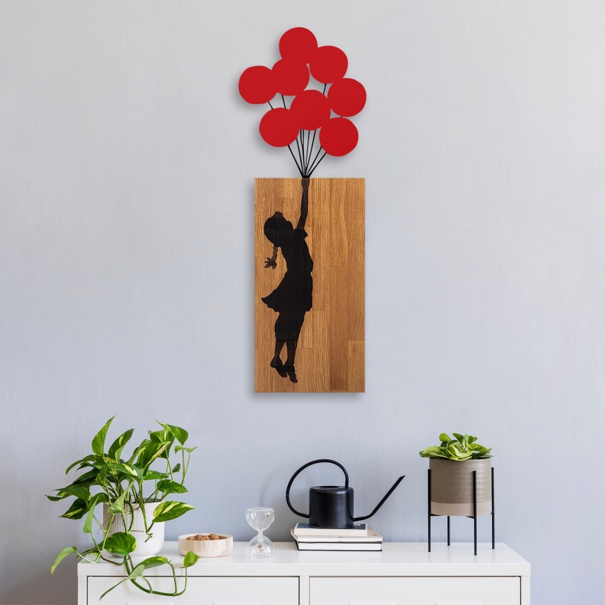 Decoração de parede 34x99 cm rapariga madeira/metal