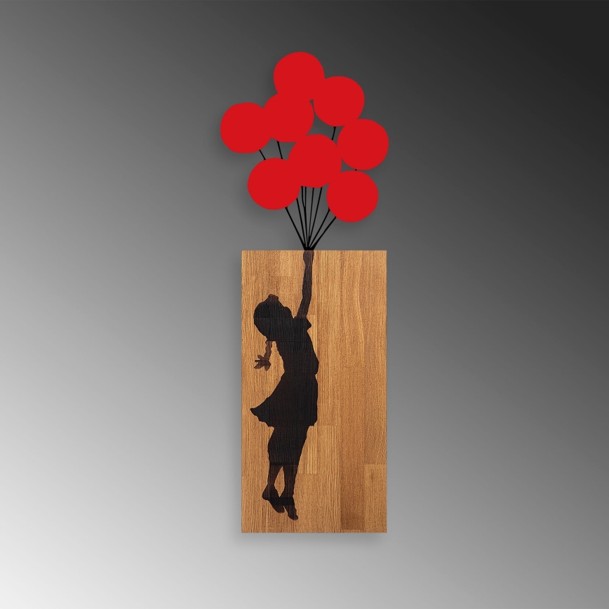 Decoração de parede 34x99 cm rapariga madeira/metal