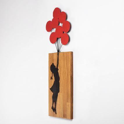Decoração de parede 34x99 cm rapariga madeira/metal