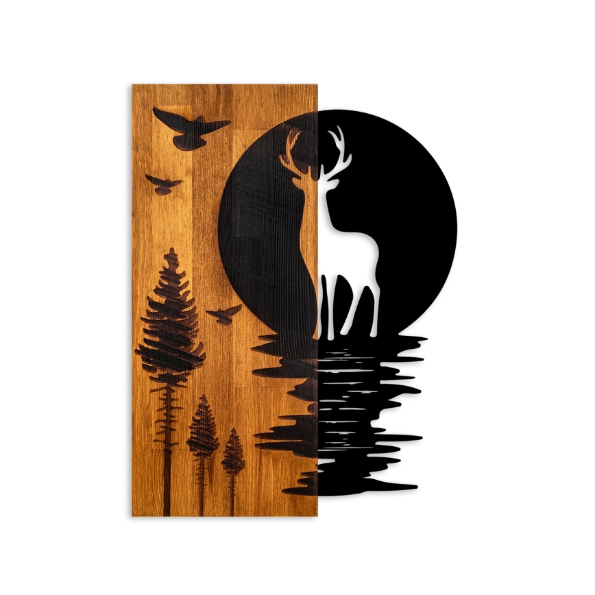 Decoração de parede 43x58 cm veado e lua