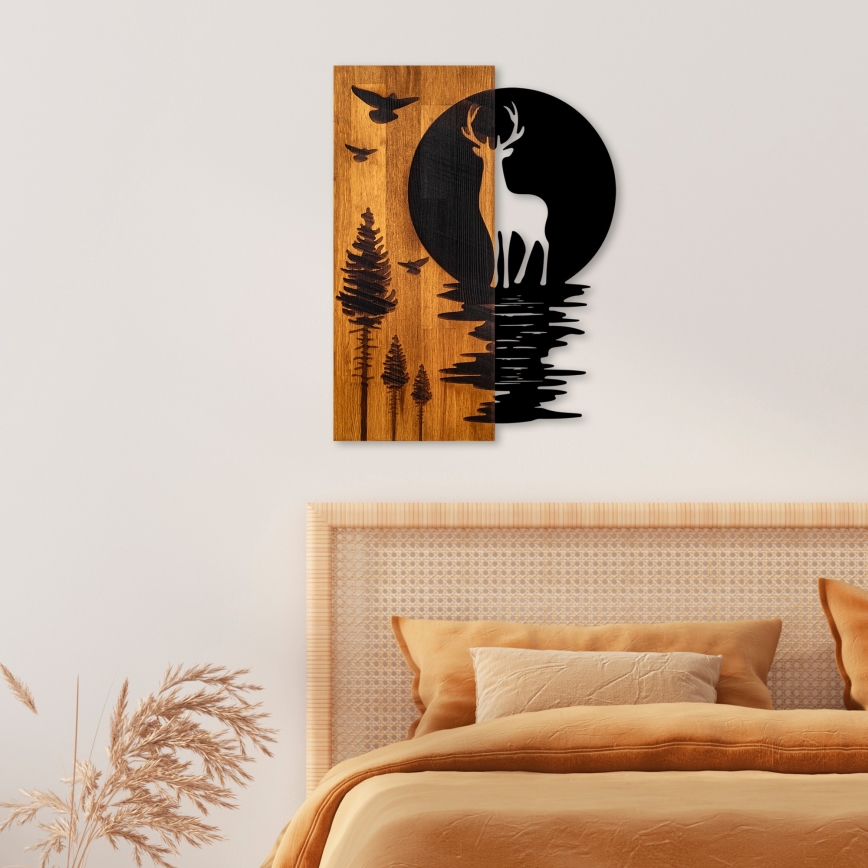 Decoração de parede 43x58 cm veado e lua
