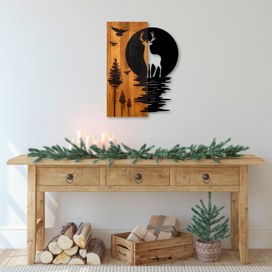 Decoração de parede 43x58 cm veado e lua