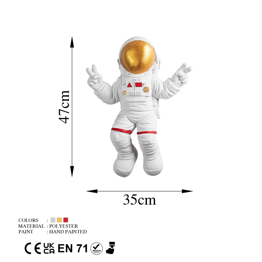 Decoração de parede 47x35 cm astronauta dourado