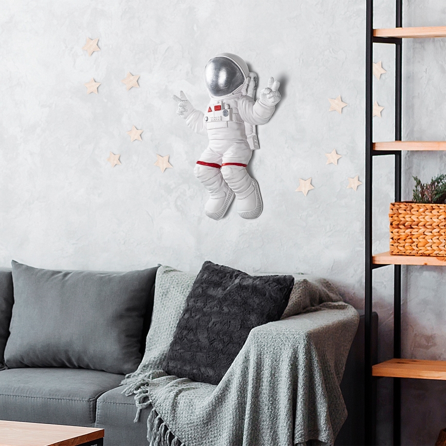 Decoração de parede 47x35 cm astronauta prateado