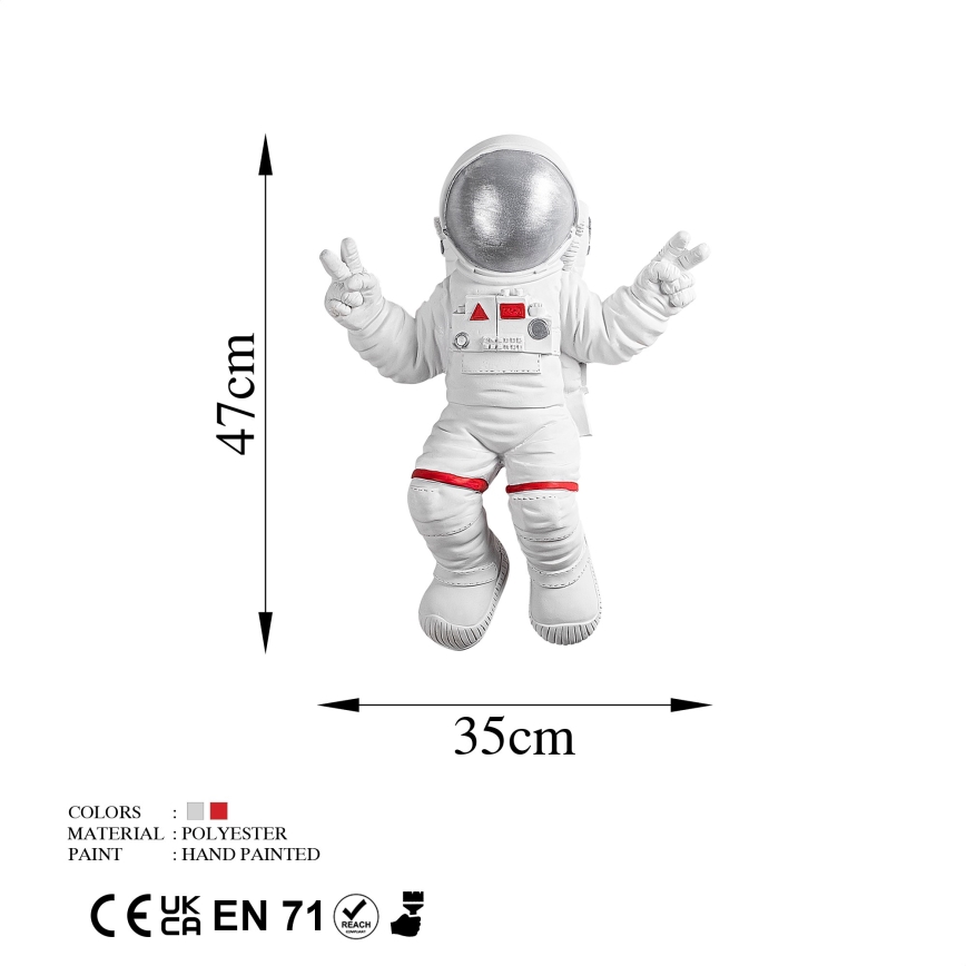 Decoração de parede 47x35 cm astronauta prateado