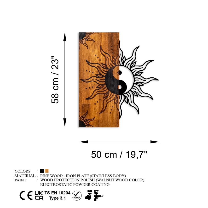 Decoração de parede 50x58 cm jin jang