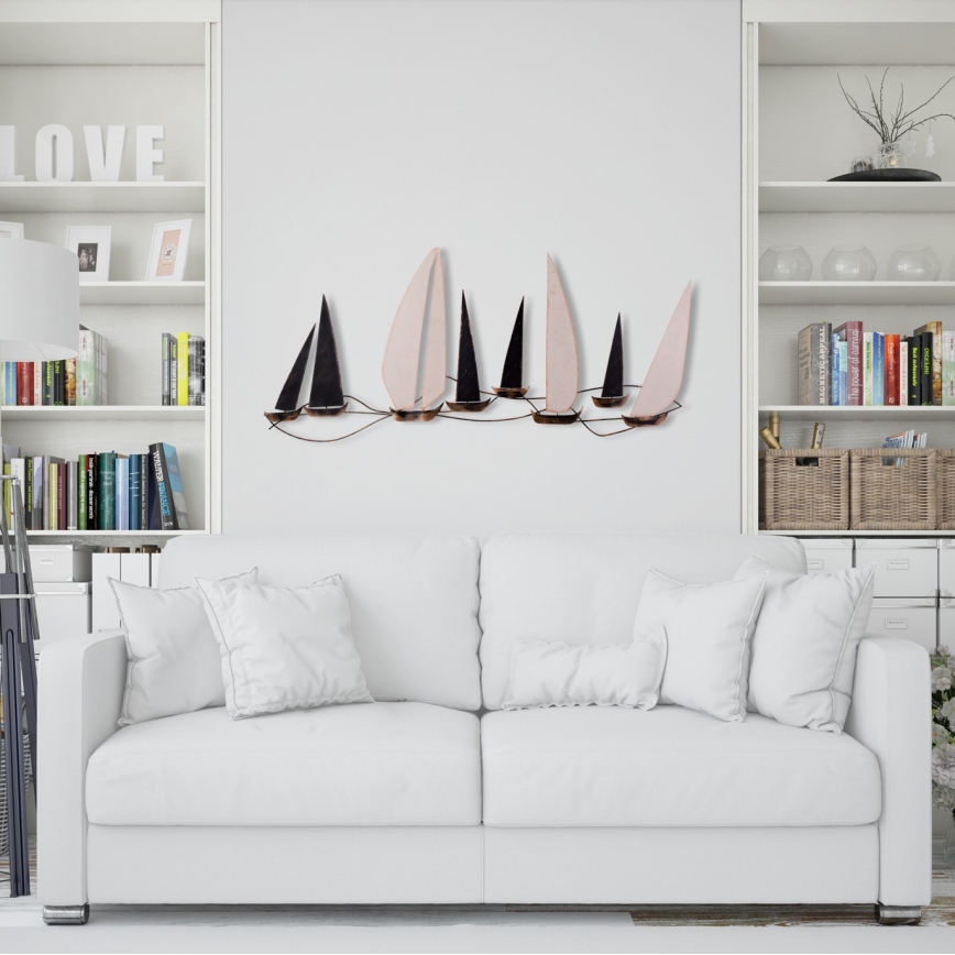 Decoração de parede 52x117 cm barcos à vela