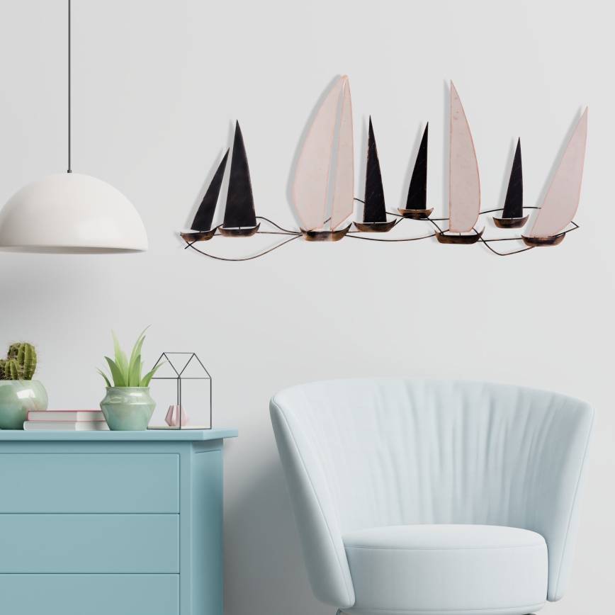 Decoração de parede 52x117 cm barcos à vela