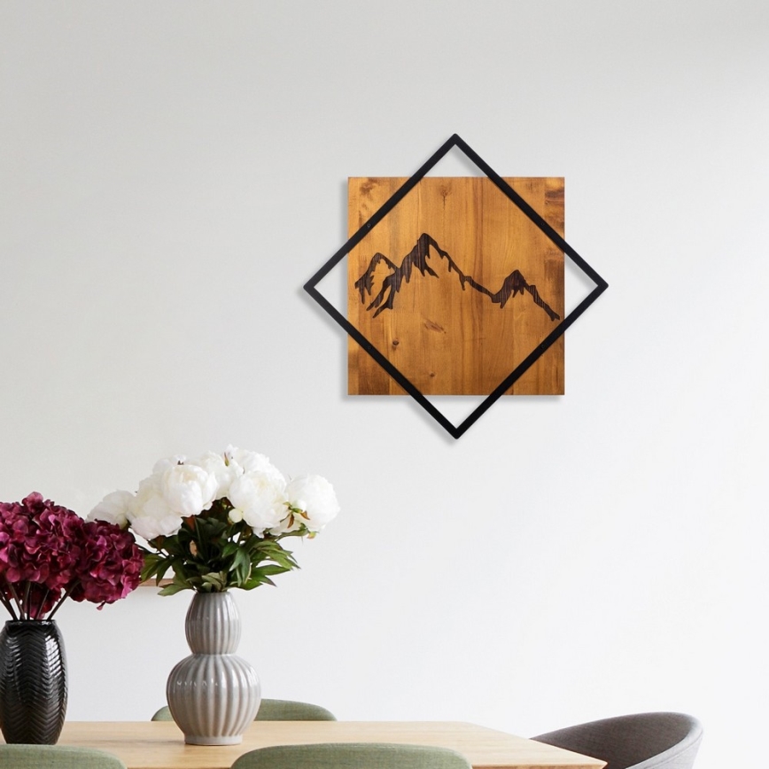 Decoração de parede 54x54 cm madeira/metal