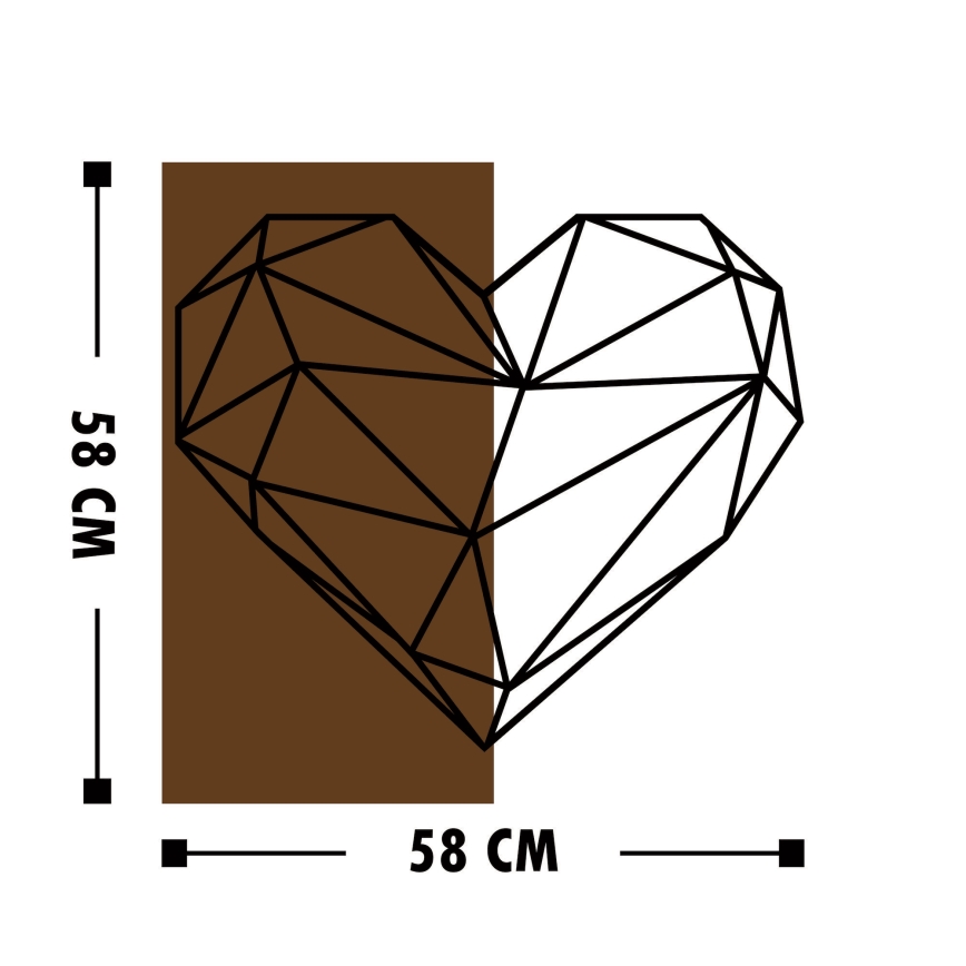 Decoração de parede 58x58 cm coração