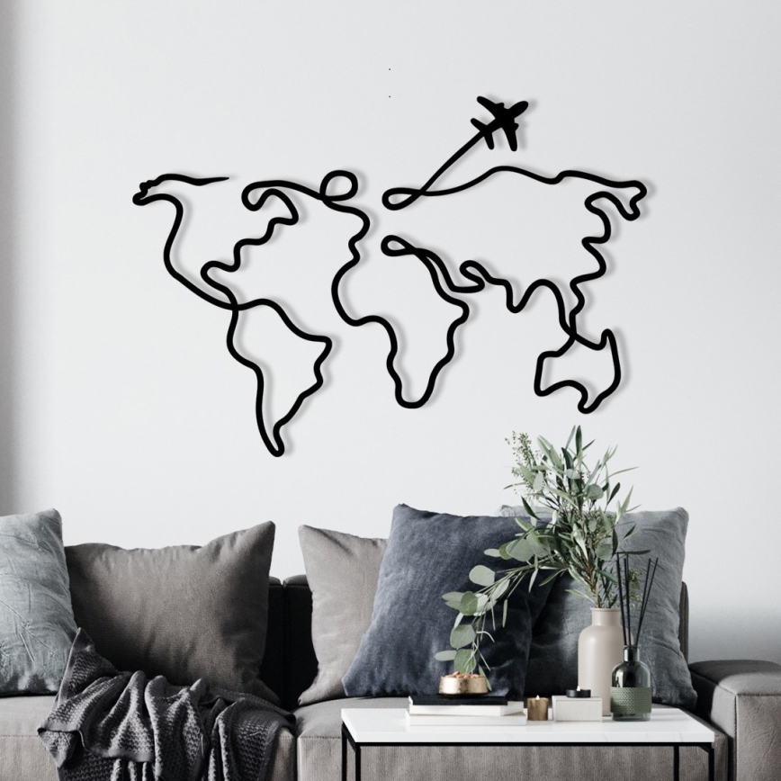Decoração de parede 60x42 cm mapa metal