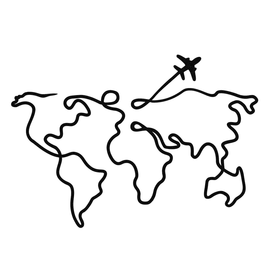 Decoração de parede 60x42 cm mapa metal