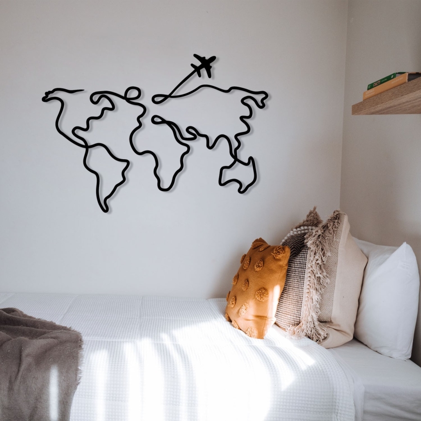 Decoração de parede 60x42 cm mapa metal