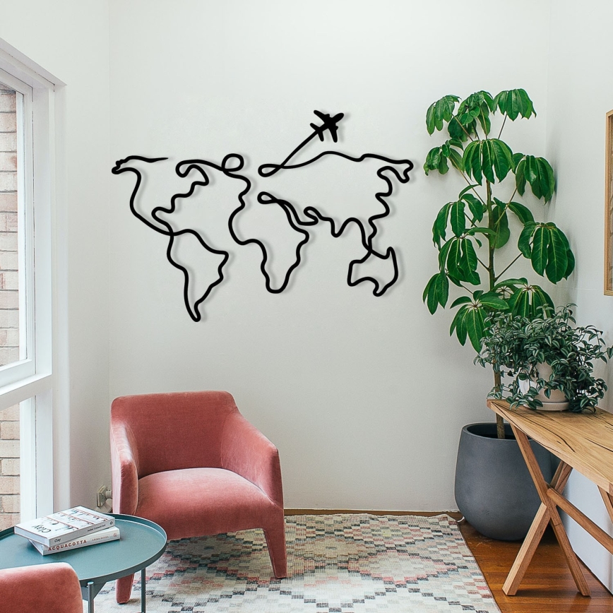 Decoração de parede 60x42 cm mapa metal