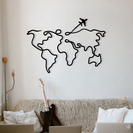Decoração de parede 60x42 cm mapa metal