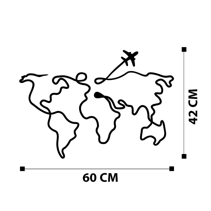 Decoração de parede 60x42 cm mapa metal