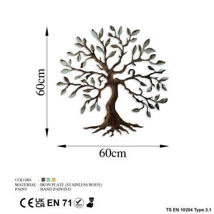 Decoração de parede 60x60 cm árvore metal