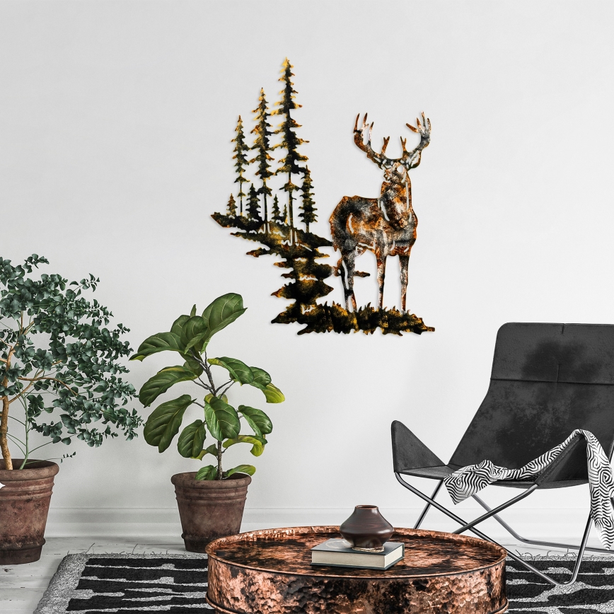 Decoração de parede 65x79 cm veado metal