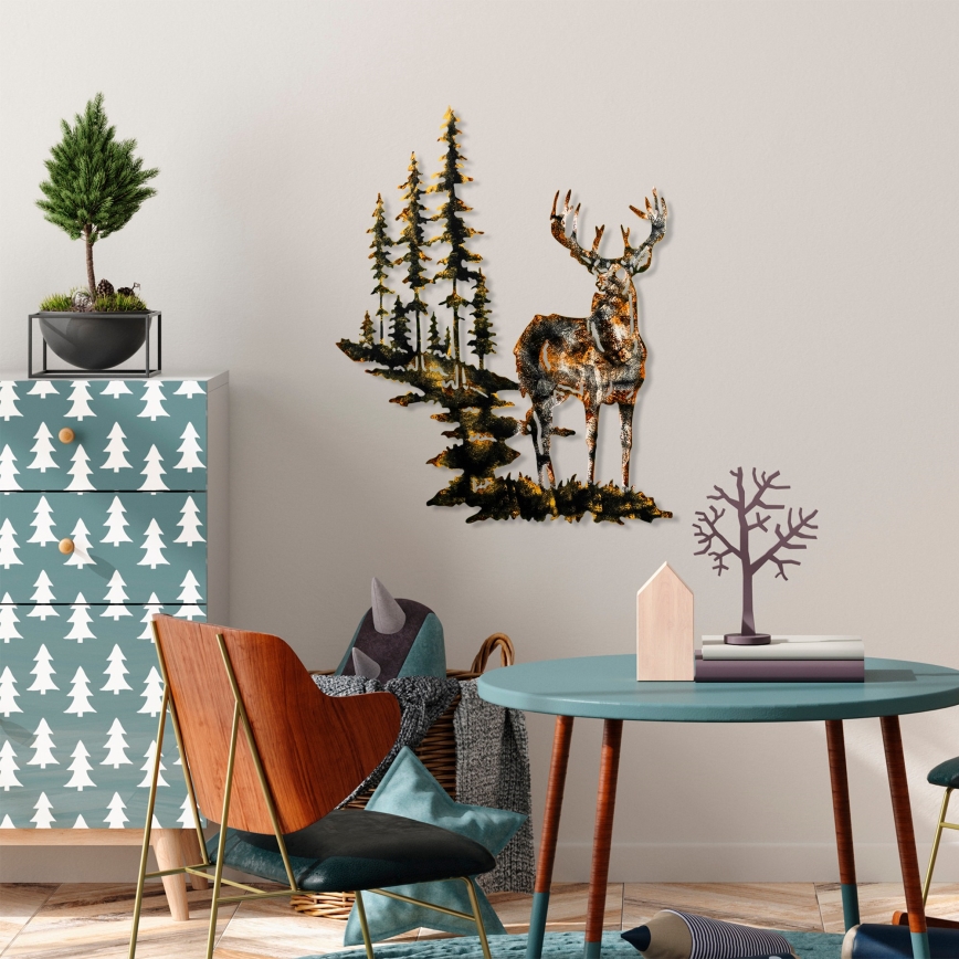 Decoração de parede 65x79 cm veado metal