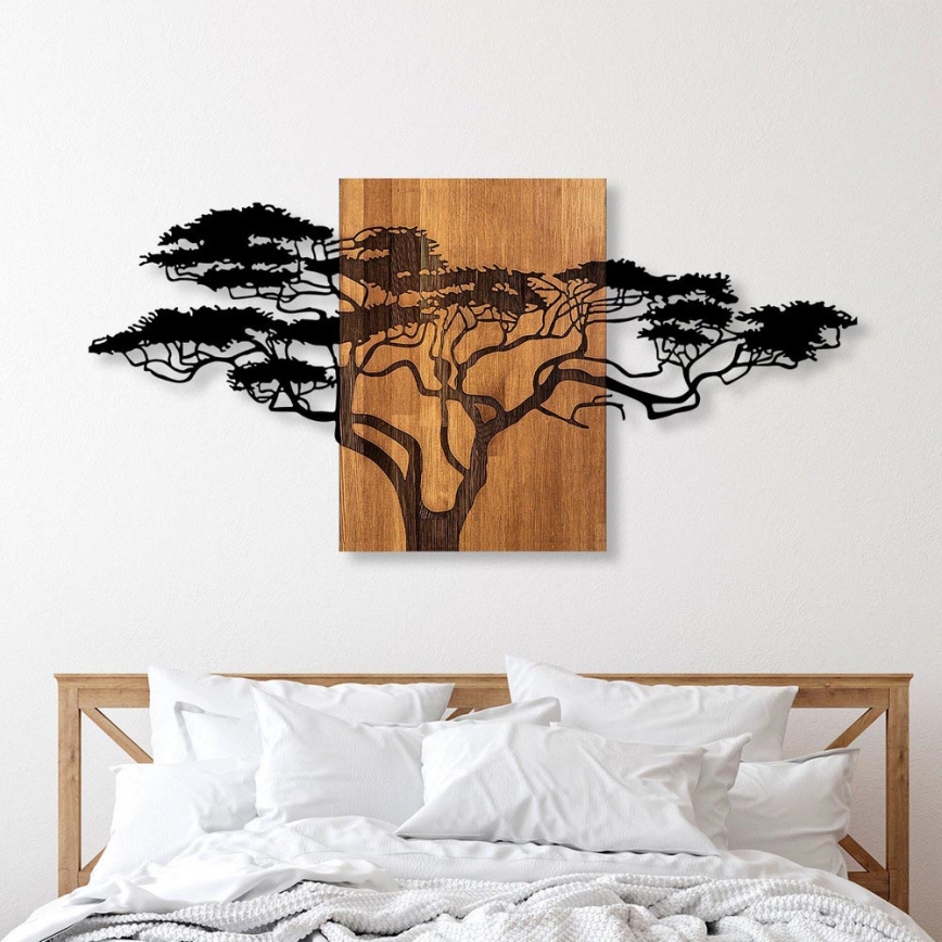 Decoração de parede 70x144 cm árvore madeira/metal
