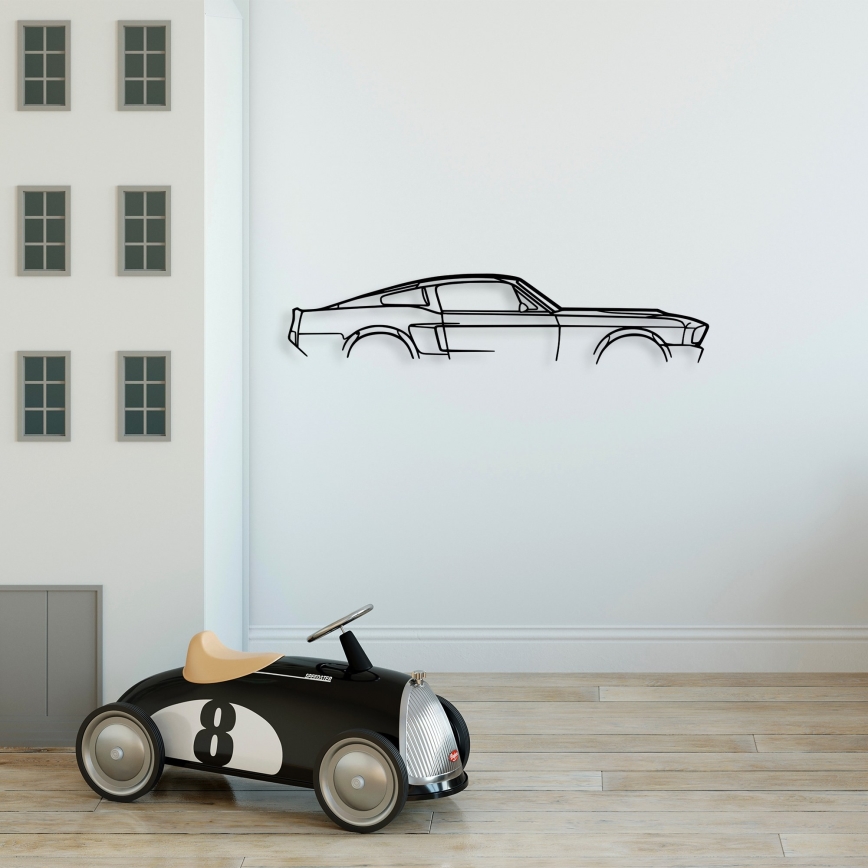 Decoração de parede 70x15 cm carro metal