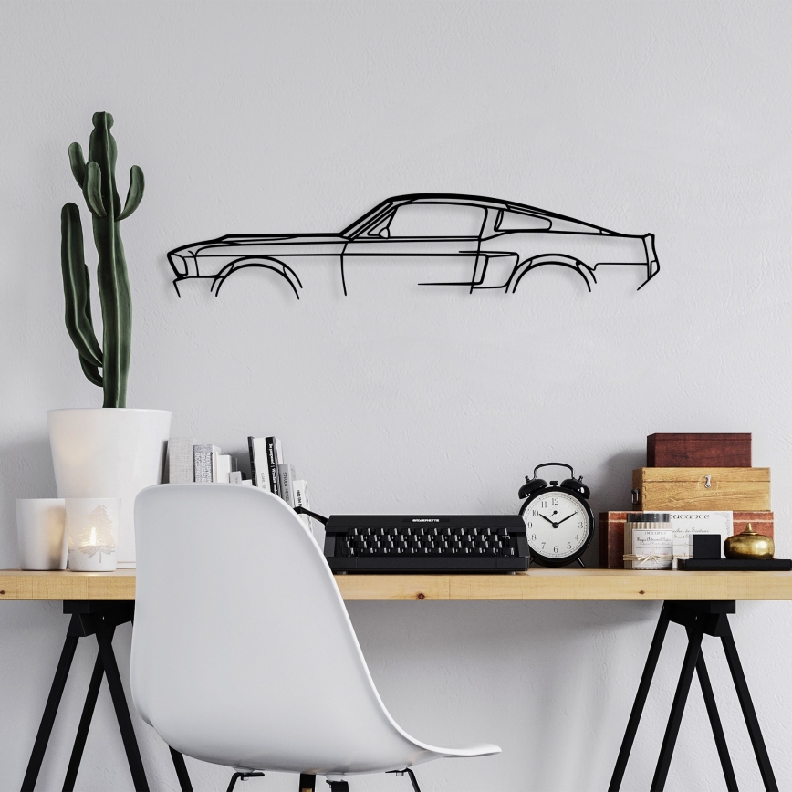 Decoração de parede 70x15 cm carro metal