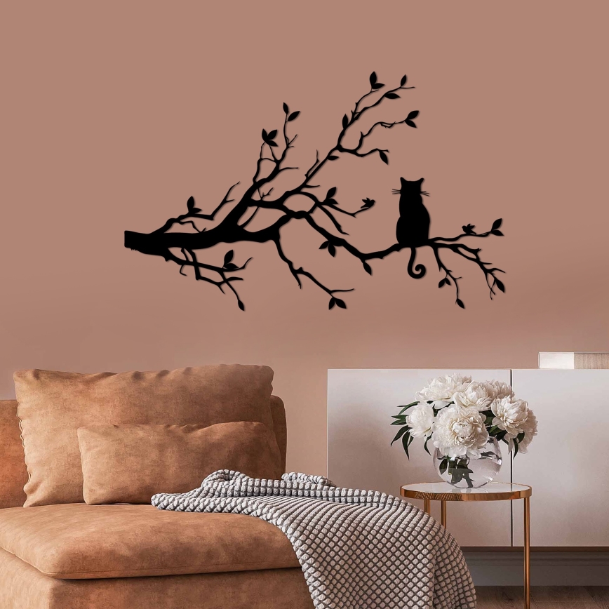 Decoração de parede 80x50 cm ramo metal