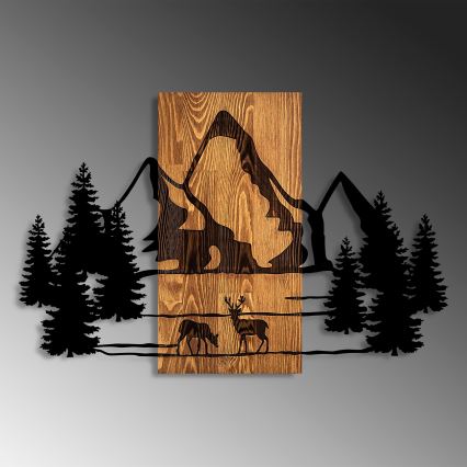 Decoração de parede 88x57 cm montanhas madeira/metal