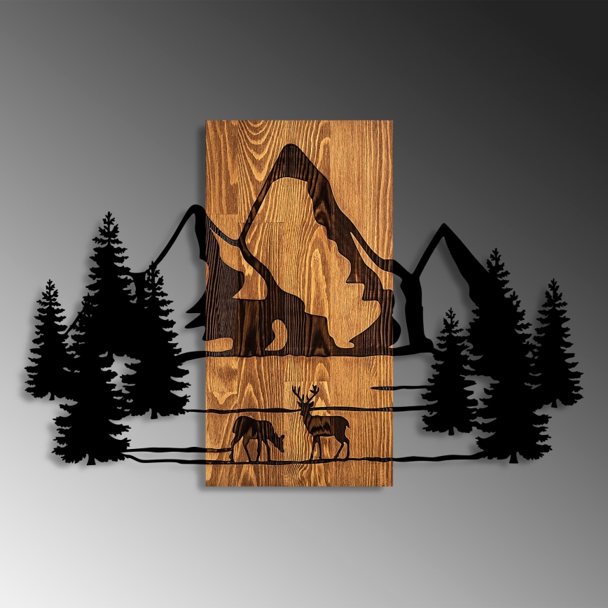 Decoração de parede 88x57 cm montanhas madeira/metal