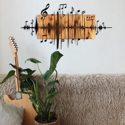 Decoração de parede 90x47 cm notas madeira/metal