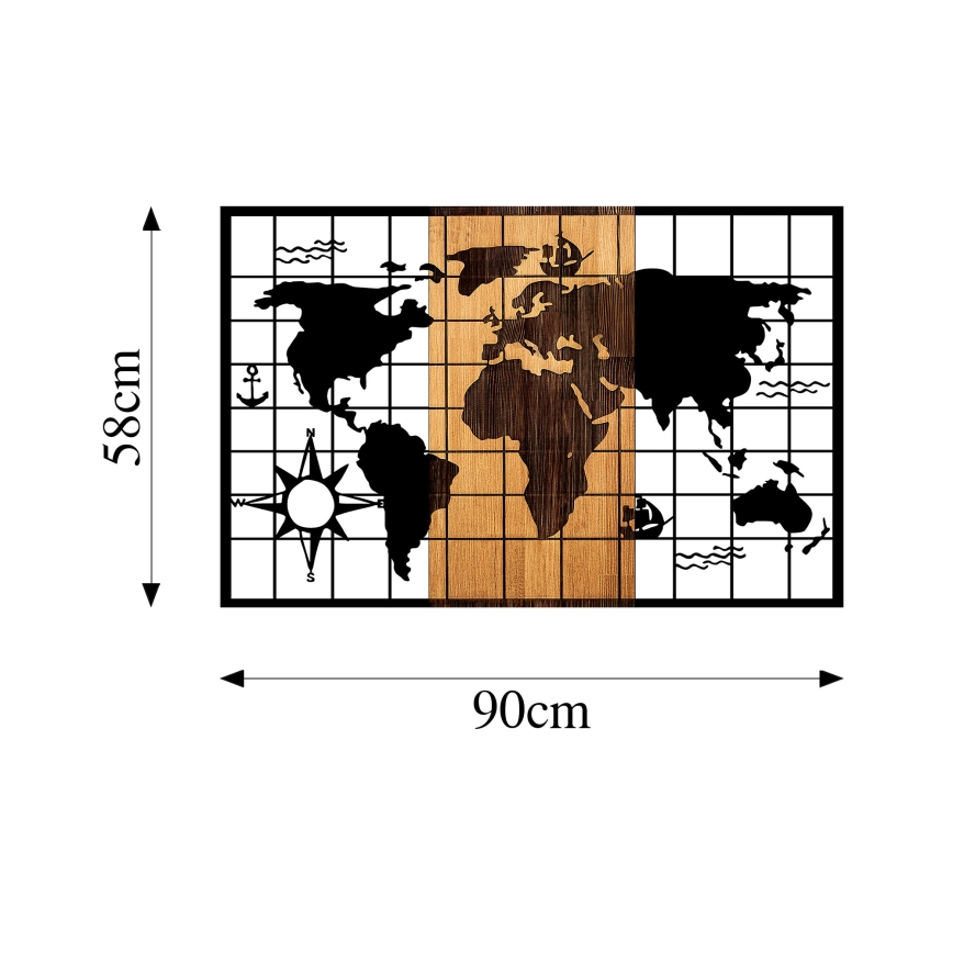 Decoração de parede 90x58 cm mapa