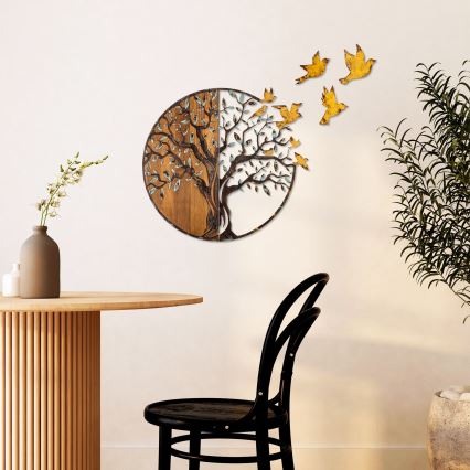 Decoração de parede 92x71 cm árvore e pássaros