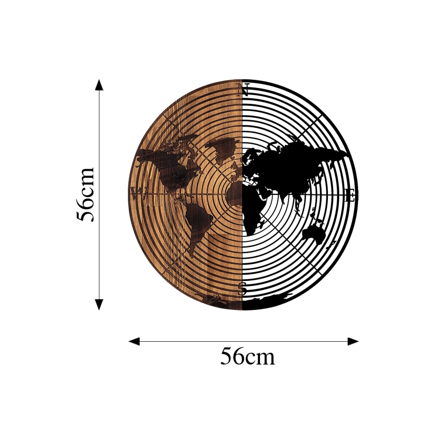 Decoração de parede diâmetro 56 cm mapa