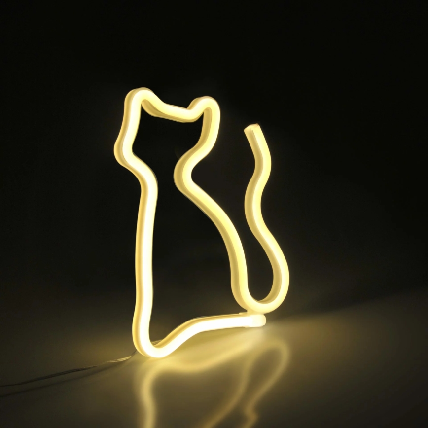 Decoração de parede LED com néons CAT LED/3W/3xAA USB amarelo