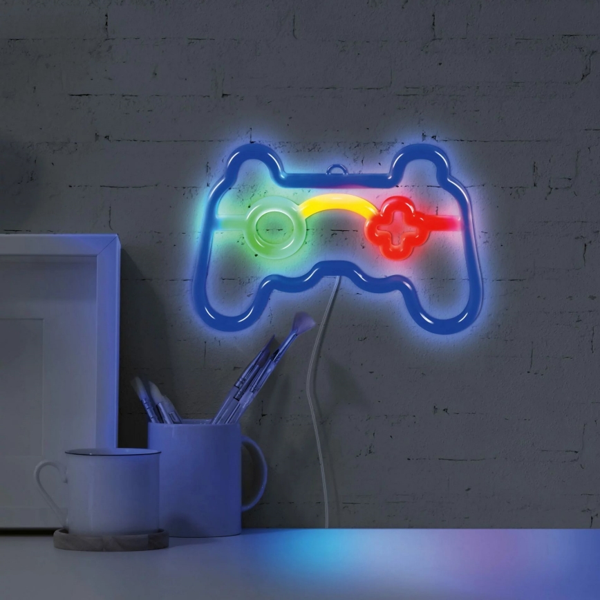 Decoração de parede LED com néons GAME LED/3W/3xAA USB azul