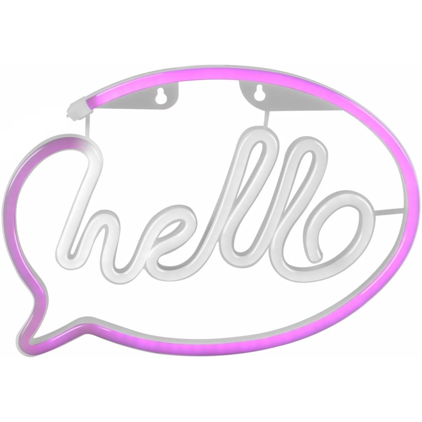 Decoração de parede LED com néons HELLO LED/3W/3xAA USB rosa